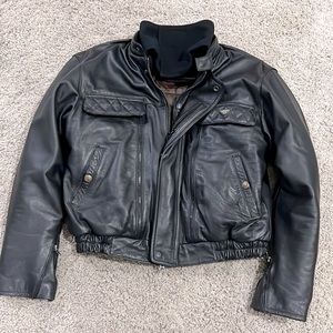 First Gear Leather Motorcycle Jacket with Thermoliner Heavyweight Men's Size 46